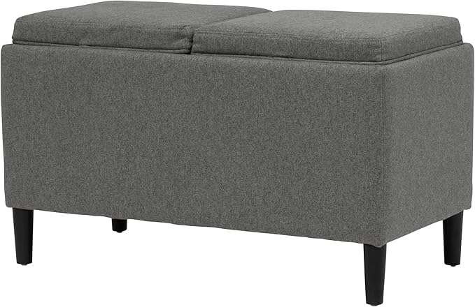 Paws & Purrs 32″ Wide Modern Dual-Purpose Ottoman & Multi-Cat Bed – Stylish 2-in-1 Footstool & Cozy Hideaway for Multiple Cats – Removable Cushioned Top, Hidden Storage, Grey