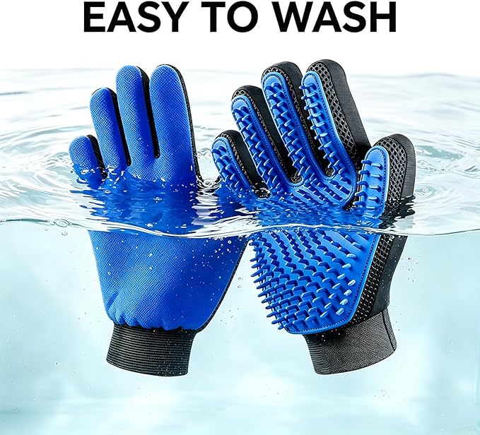 Pet Hair Removal Glove for Dogs & Cats Newly Upgraded Dual-Sided Dual-Function Reusable Electrostatic Pet Hair Glove Pet Hair Remover Tool for Clothing Couch Bed Carpet Car Seat 1 Pair (Blue)