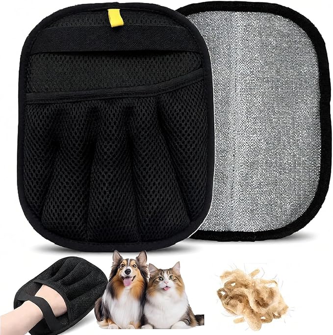 Pet Hair Removal Glove for Cats and Dogs,Newly Upgraded Reusable Effortless & Efficient Electrostatic Pet Hair Grooming Tool for Laundry & Clothing,Couch,Carpet,Car Seat,Five-Finger Design Large Size