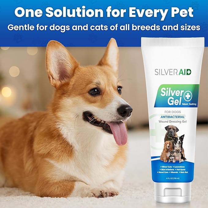 Hot Spot Treatment Gel for Dogs Colloidal Silver Wound Care for Cuts, Bites, Rashes, Skin Irritations & Ulcers, Dog Wound Care Solution, 4.0 Ounces - Vet Recommended & Made in USA