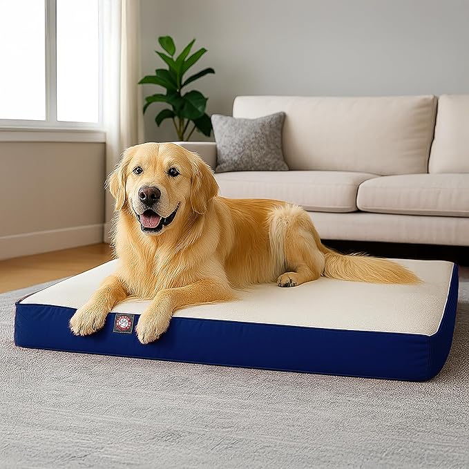 Majestic Pet 48x34x3 Inch Blue Orthopedic Memory Foam Rectangle Dog Bed – Large Size Crate Dog Bed for Dogs with Joint Pain, Arthritis – Durable Pet Mattress with Egg Crate Foam, Washable Cover