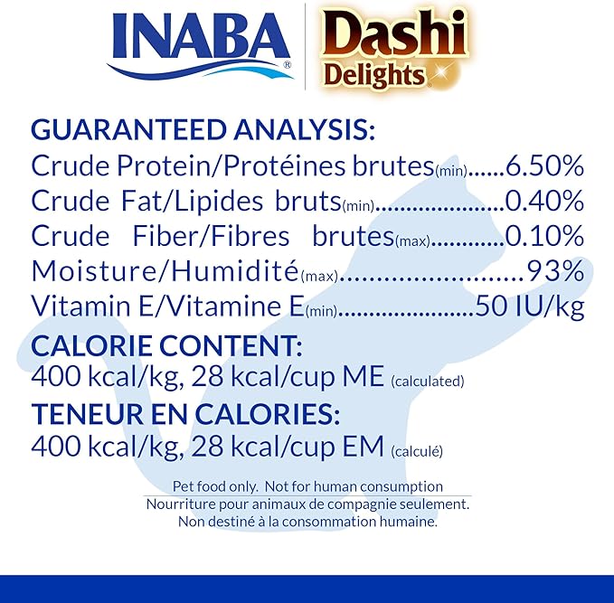 INABA Dashi Delights for Cats, Shredded Tuna Side Dish with Bonito Flake Broth, Cat Food Complement with Taurine & Green Tea Extract, 2.5 Ounce Cup, 6 Cups Total, Tuna with Bonito Flakes Recipe