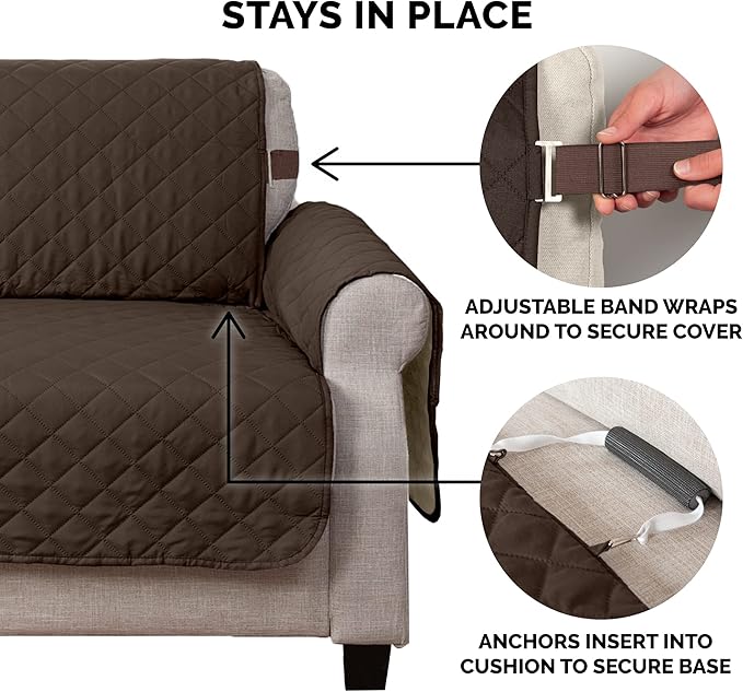 Furhaven Water-Resistant & Reversible Recliner Chair Cover Protector w/ Side Pockets for Dogs, Cats, & Children - Two-Tone Pinsonic Quilted Living Room Furniture Cover - Espresso/Clay, Recliner