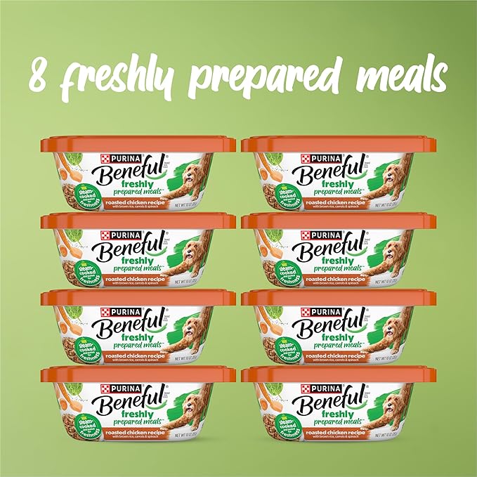 Purina Beneful Freshly Prepared Meals Roasted Chicken Recipe With Brown Rice, Carrots and Spinach Wet Dog Food - (Pack of 8) 10 oz. Tubs