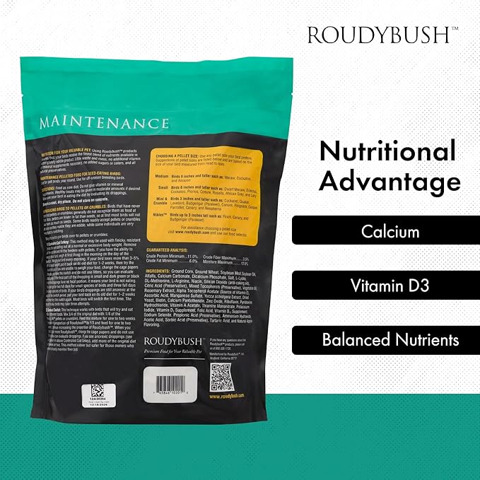 Roudybush Daily Maintenance Food for Birds - Scientifically Formulated Bird Feed - Bird Food Pellets w/Corn, Wheat, Soy & More - Nutritious & Healthy Feed for Birds (Medium, 10lb)