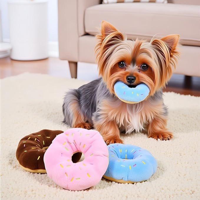 3Pcs Colorful Pet Toy Donut-Shape Squeaky Squeaker Puppy Dog Pet Cat Kitten Sound Chews Toy, Sturdy and Practical Simple and Sophisticated Design, Dog Squeak Toys
