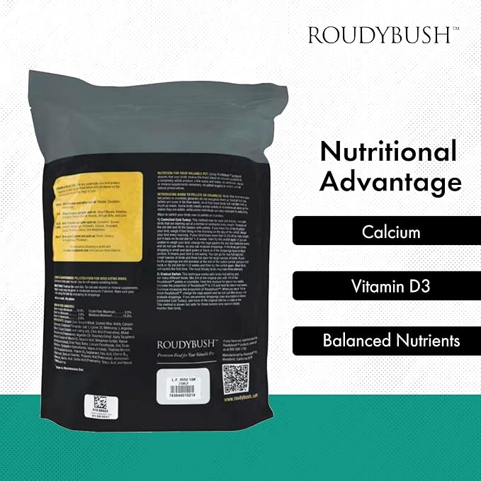RoudyBush Low Fat Food for Adult Birds & Chicks - Scientifically Formulated Bird Feed, Bird Food Pellets w/Corn, Wheat, Soy & More - Nutritious & Healthy Feed for Birds (Mini, 10lb)
