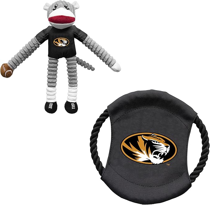 Littlearth NCAA Unisex NCAA Sock Monkey and Flying Disc Pet Toy Combo Set