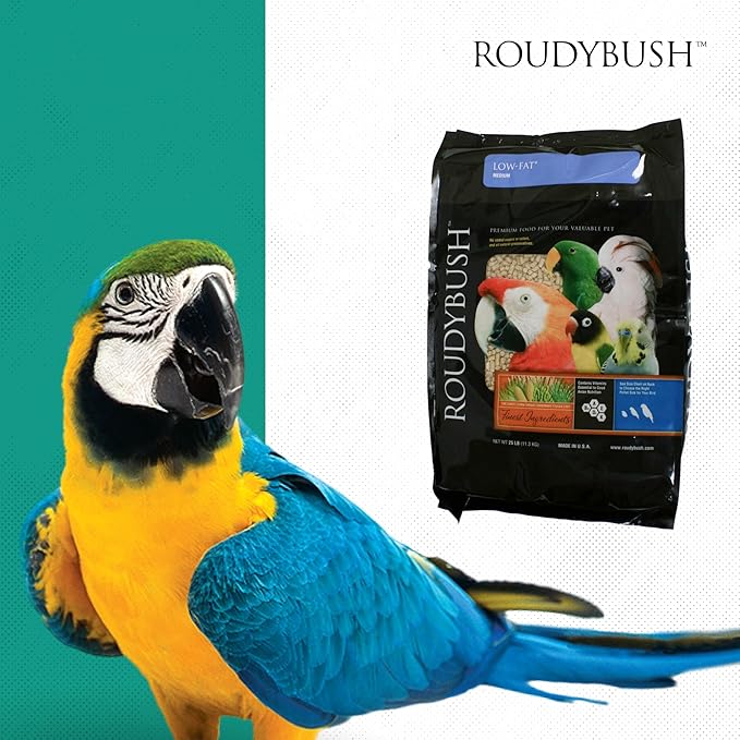 RoudyBush Low Fat Food for Adult Birds & Chicks - Scientifically Formulated Bird Feed, Bird Food Pellets w/Corn, Wheat, Soy & More - Nutritious & Healthy Feed for Birds (Medium, 25lb)
