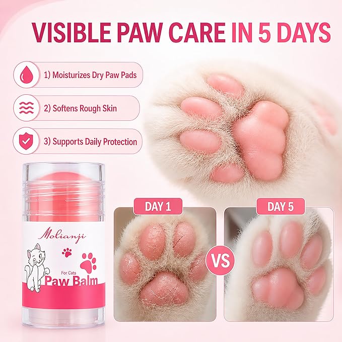 Cats Paw Balm Lick Safe,paw Butter for Cat-Friendly Natural Ingredients1.41oz, Pet Paw Wax moisturizer for Cat,for Healing Cracked Dry Paws,Snouts,Joint Care,Nose Butter for Cats,Pink