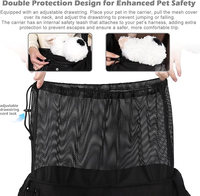 Dog Sling Carrier for Small Medium Dogs & Cats, Fits 7–18lbs, Soft Puffy Lightweight Pet Sling Carrier with Adjustable Padded Strap and Storage Pocket, Hands-Free for Travel, Hiking & Outdoor Black