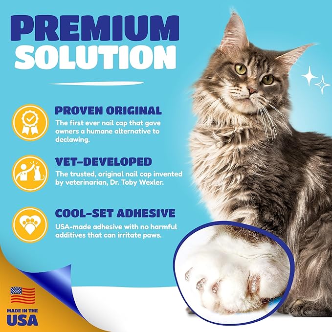 Soft Claws Cat Nail Caps for Large Cats – (40 Caps, Green and Orange) - Veterinarian-Developed | Protects Furniture & Skin - Easy to Apply, Long-Lasting Anti-Scratch Soft Cat Claw Covers