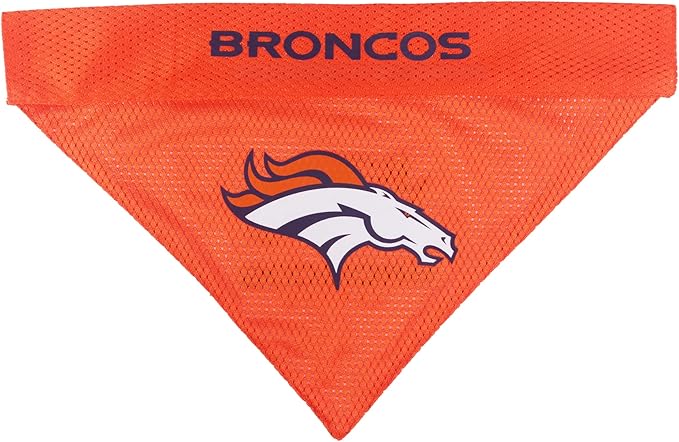 NFL DOG BANDANA - DENVER BRONCOS REVERSIBLE PET BANDANA. 2 Sided Sports Bandana with a PREMIUM Embroidery TEAM LOGO, Small/Medium. - 2 Sizes & 32 NFL Teams available