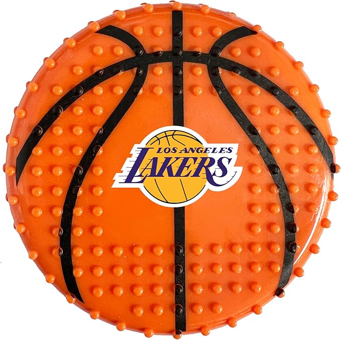 Pets First NBA LA Lakers Hard-Nylon Bacon-Flavored Basketball Chew Toy, Indestructible Dog and Cat Chewy Toy, Tug, Fetch Toy, Sporty Fun Toy for Dogs
