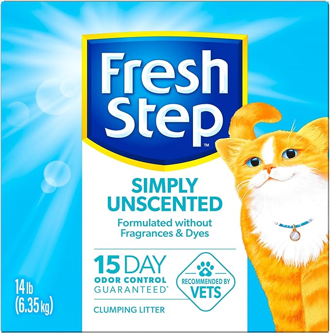 Fresh Step Simply Unscented Clumping Litter,Fresh Step Unscented Cat Litter with Activated Charcoal Technology,14 lb. Box,(Pack of 3)
