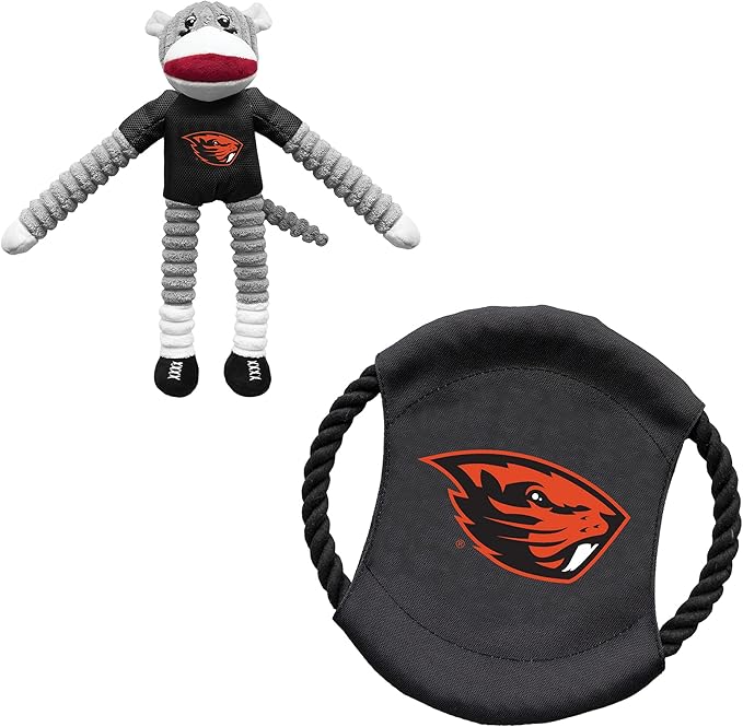 Littlearth NCAA Unisex NCAA Sock Monkey and Flying Disc Pet Toy Combo Set