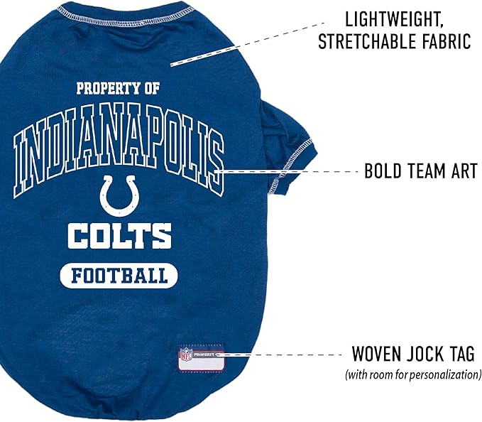 NFL Indianapolis Colts Dog T-Shirt for Pets, Size X-Small. Officially Licensed Pet Shirt with Team Logo, Soft Stretchable Comfort Fit Apparel for Dogs & Cats