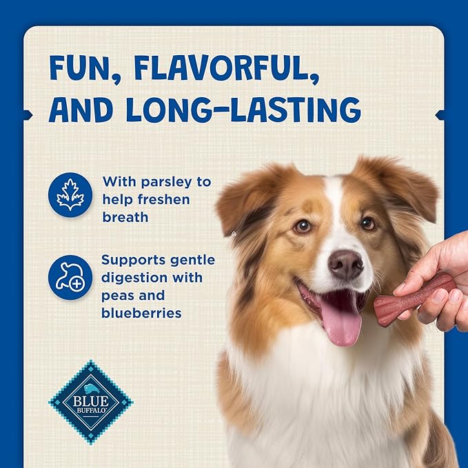 Blue Buffalo Dental Bones Regular Natural Dental Chew Dog Treats Bag Value Pack,(Pack of 2)