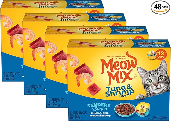 Meow Mix Tender Favorites With Real Tuna & Whole Shrimp in Sauce