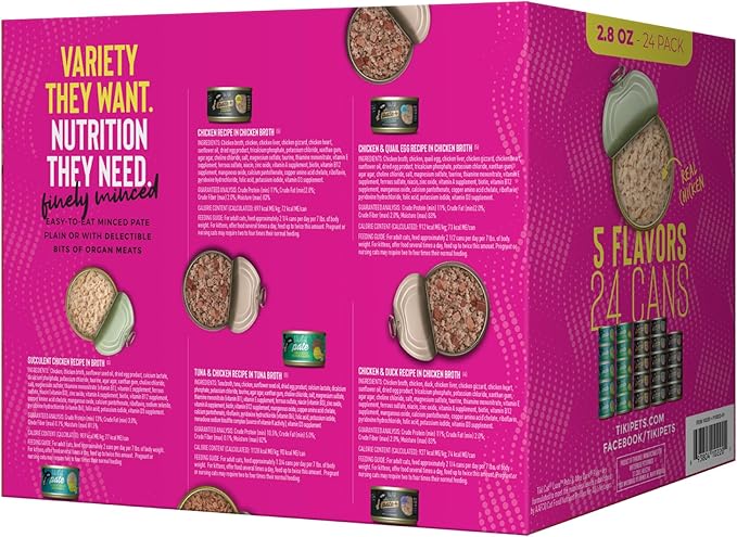 Tiki Cat Wet Cat Food Mega Pack for Cats, Chicken Craves Pates, 2.8 Ounce Cans (24 Count)