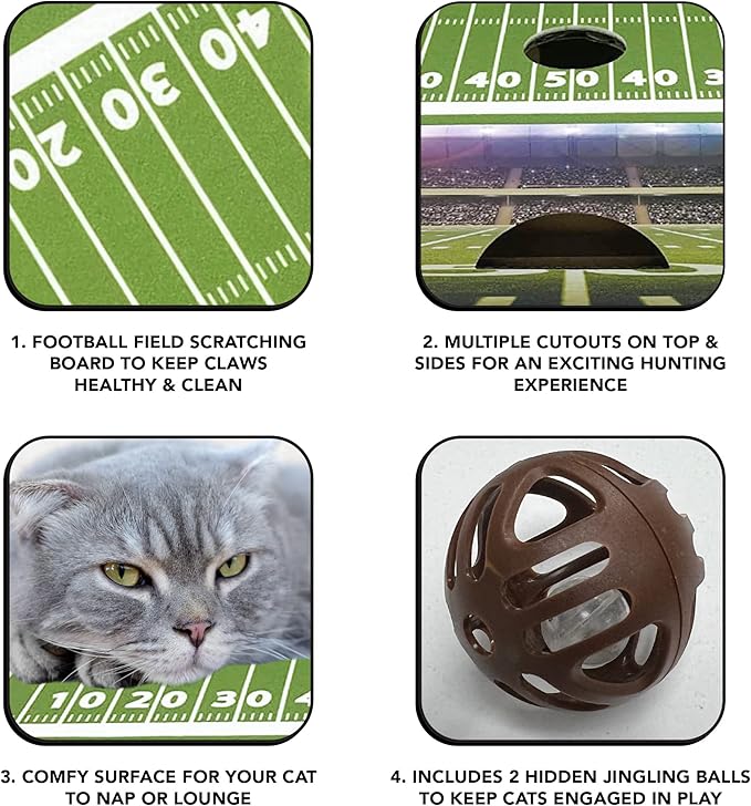 Pets First NCAA Texas Tech Red Raiders Cat Scratcher Box, Game Day Cat Toy, NCAA Football Field Designed Cat Scratcher and Lounge, Stimulating Cat Game