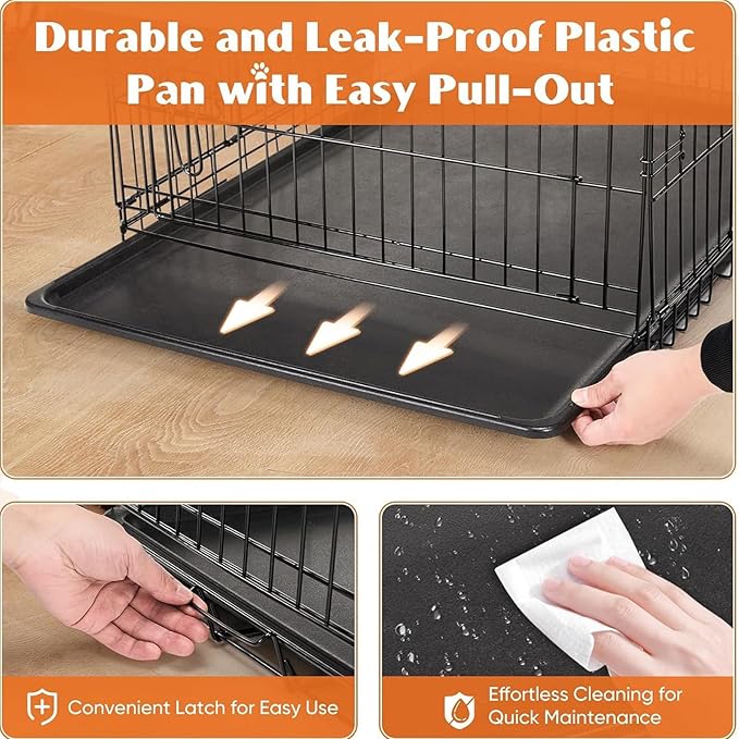 Sweetcrispy 24.4 Inch Single-Door Dog Crate, Durable Metal Pet Kennel with Secure Lock, Foldable Design, Removable Tray for Easy Cleaning, Small Dogs Training & Travel Portable Puppy Cage