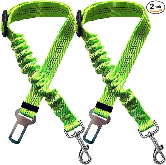 2 Dog Car Harness Seatbelt Seat Belt Leash Travel Accessories Bungee Anti Shock Pet Cat Adjustable Lead Clip Safety Seats Belts Green