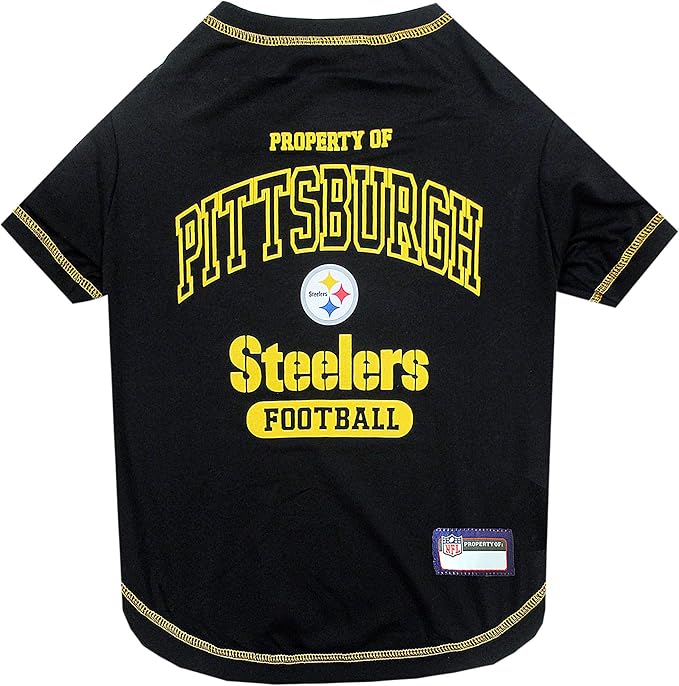 NFL Pittsburgh Steelers Dog T-shirt Medium. - Licensed Shirt for Pets Team Colored with Team Logos- Premium Stretchable Materials for the comfort of your Dog & Cat