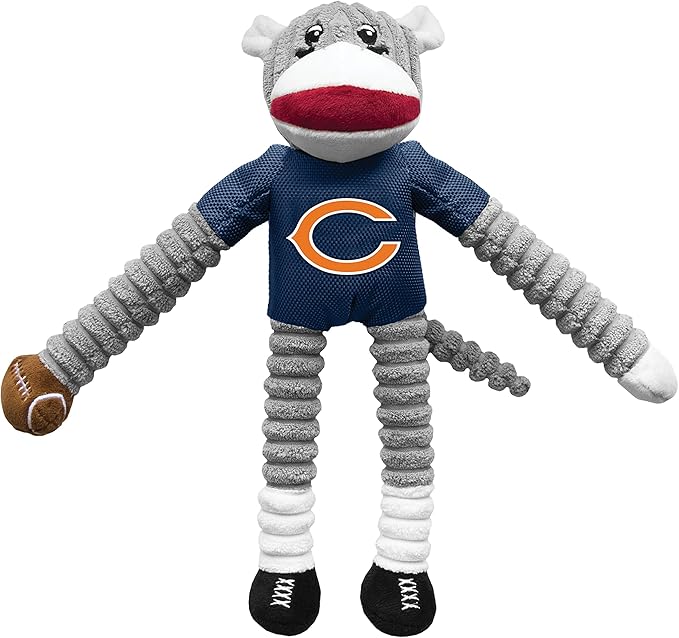 Littlearth NFL Unisex NFL Sock Monkey and Flying Disc Pet Toy Combo Set