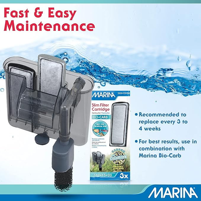 Marina Bio Clear Ceramic Replacement Cartridge for Slim Filters, 3 Pack – Optimal Filtration for a Healthy Aquarium,White