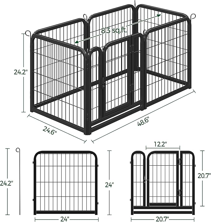 Topeakmart Dog Playpen Outdoor Puppy Exercise Pen Indoor Portable Pet Fence for Yard/RV Camping, 24 Inch 6 Panels