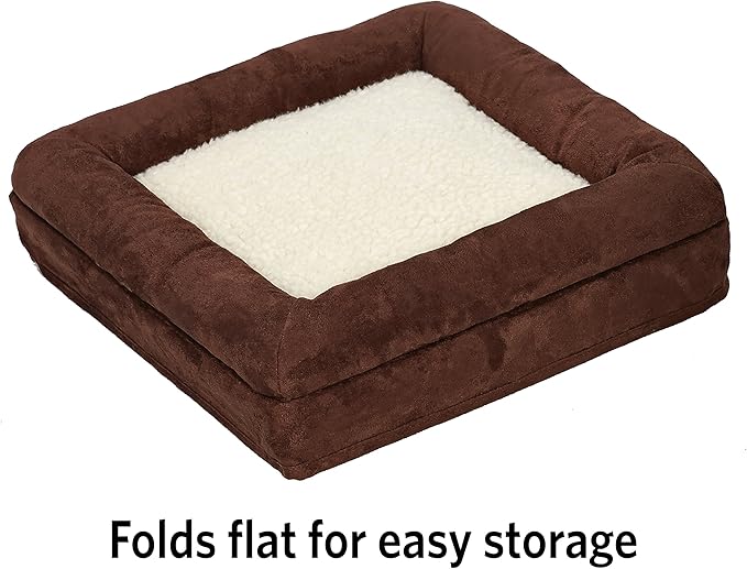 MidWest Homes for Pets Feline Nuvo Curious Cat Cube, Foldable Pet Hideout with Toy, Bolstered Bed Top, Faux Brown Suede, Synthetic Sheepskin
