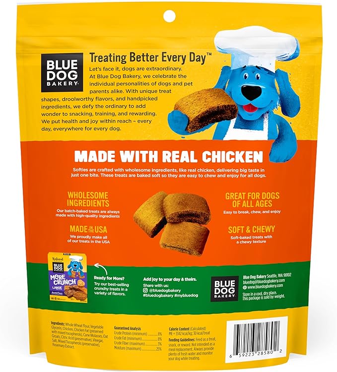 Blue Dog Bakery Softies, Soft & Chewy Chicken Dog Treats, Medium Size, Healthy Treats, All Natural Ingredients, 20 oz (Pack of 1)