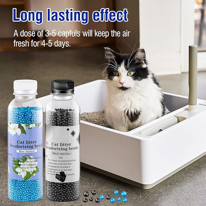 Cat Litter Box Deodorant - Beads & Crystals | Eliminate Cat Stink, Neutralize Odor, 8.5 oz (2 pcs)