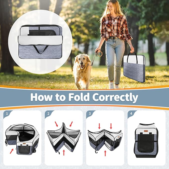 Seiyierr Dog Playpen, Portable Pet Play Pen Foldable Carrying Case, Puppy Pens Outsid for Small Cat Indoor/Outdoor, Removable Mesh Shade Cover