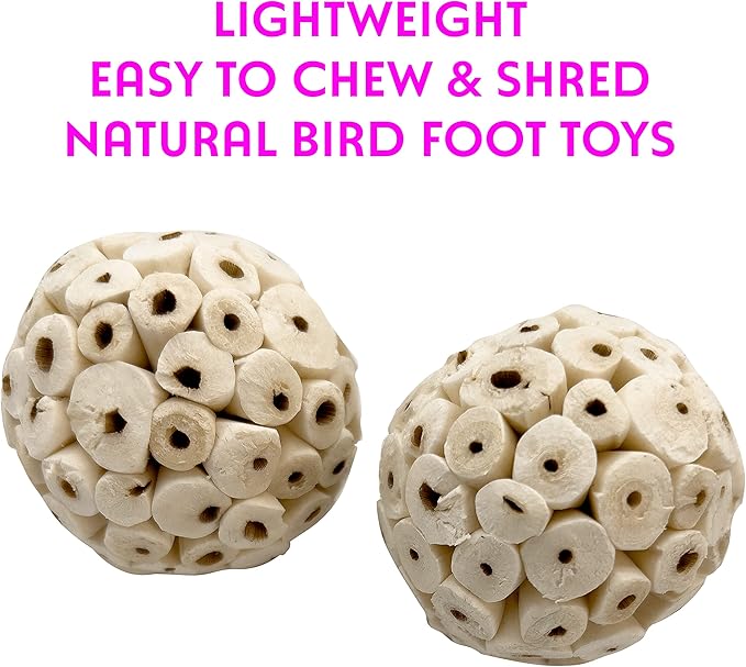 5105 Small Sola Bird Balls Pk8 - Handmade natural bird foot toys, Crafted from air dried pieces of natural sola wood, Chewing fun, Lightweight, Easy to break apart, Versatile, Great for sm & med birds