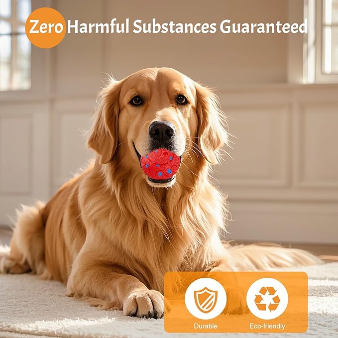 Dog Balls: Interactive Dog Ball, Self-Moving Dog Toy with Auto-Rolling & Bouncing, E-TPU Material, IP54 Waterproof, Motion-Activated (Red, Large)