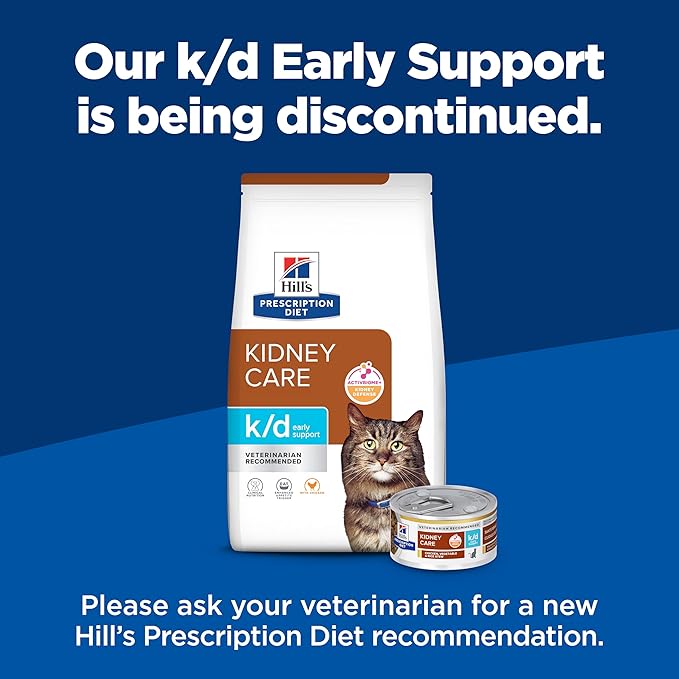Hill's Prescription Diet k/d Early Support Kidney Care Wet Cat Food, Chicken, Vegetable & Rice Stew, 2.9 oz. Cans, 24-Pack