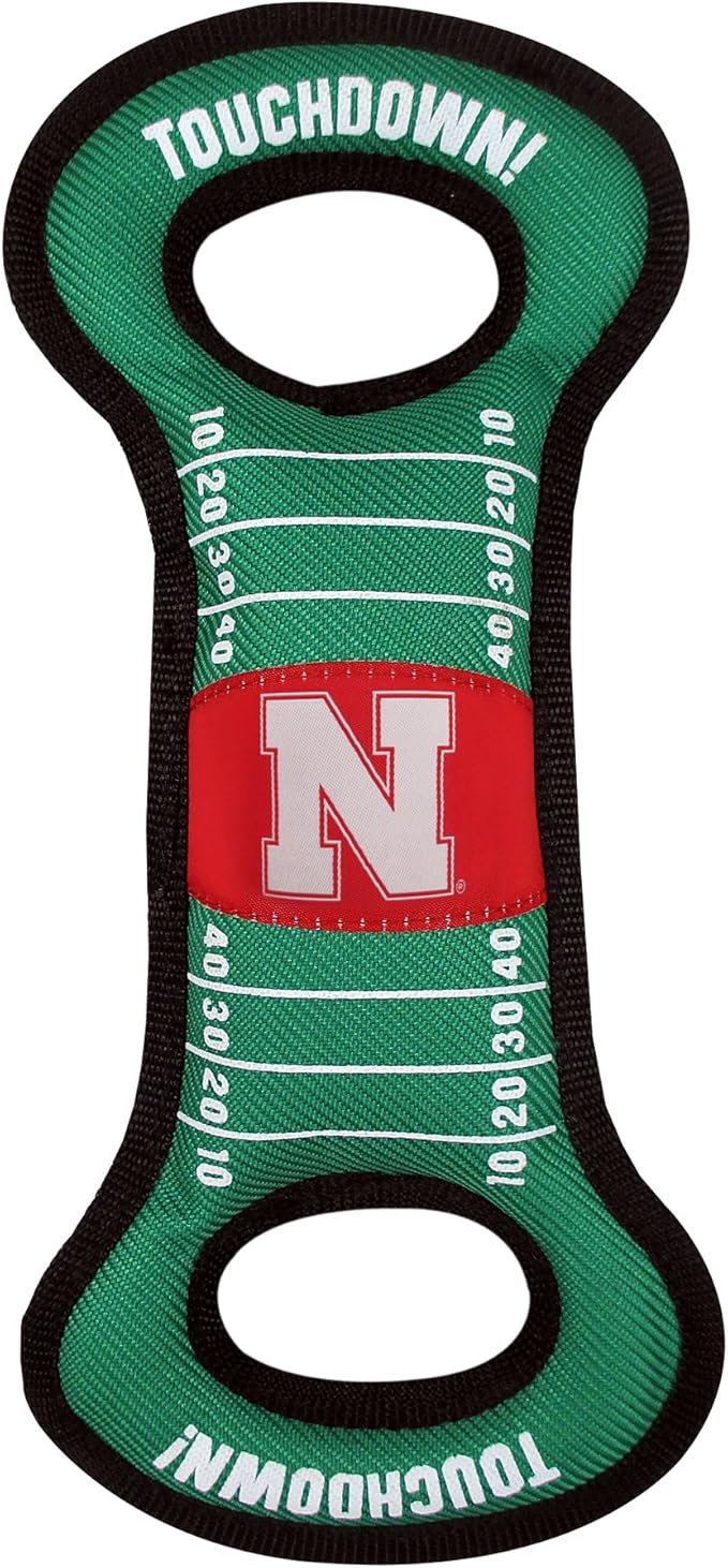 NCAA Football Field Dog Toy with Squeaker. - Nebraska Cornhuskers - for Tug, Toss, and Fetch. - Tough& Durable PET Toy