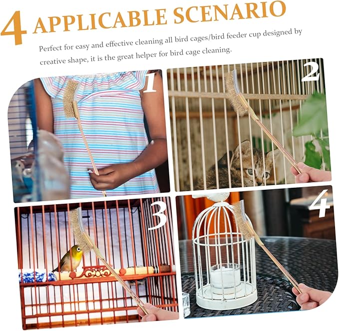 Toddmomy 1Set Cage Clean Brush for Birds Durable Wire Brush with Handle Angled Heads for Parrot Cage Cleaning Bird Cage Supplies