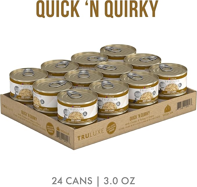 Weruva Truluxe Cat Food, Quick 'N Quirky with Chicken & Turkey in Gravy, 3oz Can, Pack of 24