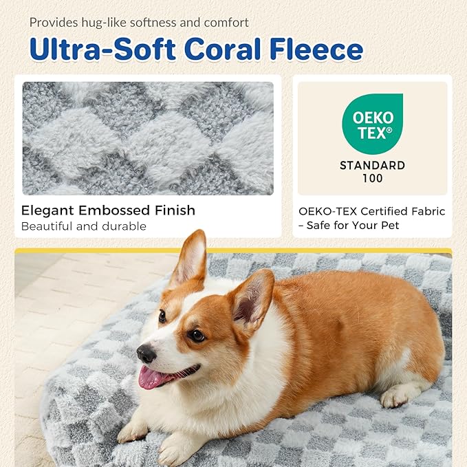 ABCPET Cat Bed Cat Couch for Puppy and Kitten, Fluffy Pet Sofas Medium Dog Sofa Bed, Supportive Cats Sofa for Indoor Cats, Washable Cover & Non-Slip, 32 inch, Grey