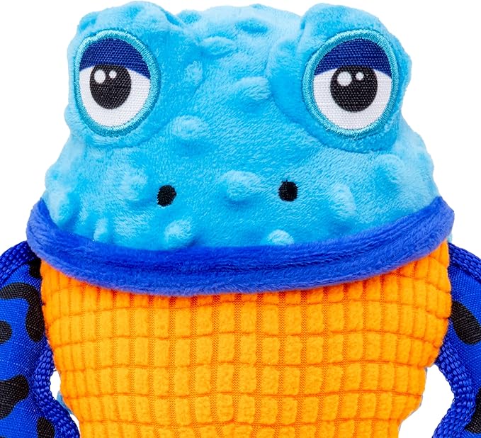 KONG Tropics Rattlez Dog Toy – Durable Plush with Rattle & Crinkle Sounds, Multi-Texture Interactive Enrichment Toy for Dogs (Frog, Medium/Large)
