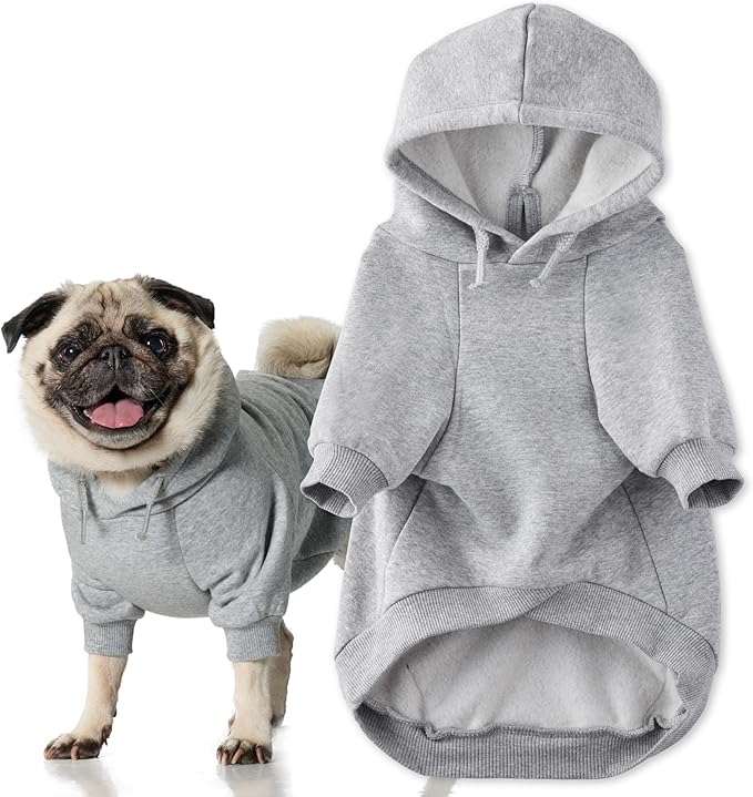 Pet Passion Rocky II - The Extra Comfy Hoodie, Organic Cotton and Recycled Poly Dog Hoodie Pet Coat Sweater for Small, Medium, Large Dogs, Heather Gray, Medium