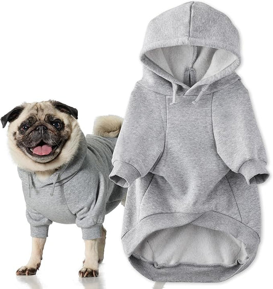 Pet Passion Rocky II - The Extra Comfy Hoodie, Organic Cotton and Recycled Poly Dog Hoodie Pet Coat Sweater for Small, Medium, Large Dogs, Heather Gray, Medium