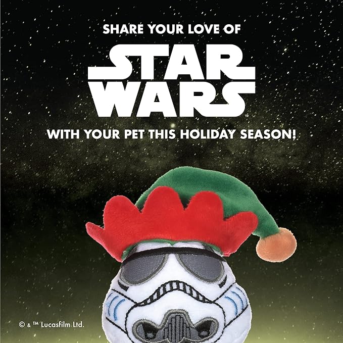 STAR WARS Dog Toy Storm Trooper Toy for Holidays | Elf Storm Trooper Dog Squeaky Toy Dog Chew Toy | Holiday Dog Toy Plush Toys | 6 Inch Small Dog Toy, (FF19329)