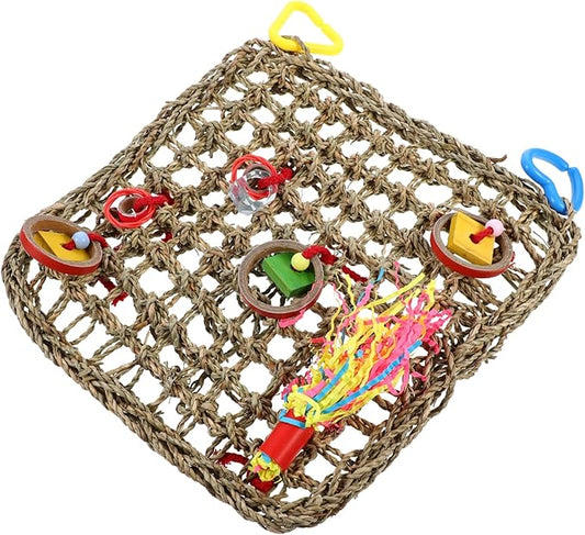 POPETPOP 1Pc Natural Parrot Hammock Climbing Net for Birds Durable Bird Swing for Cockatiels Parakeets and Parrots for Bird Lovers