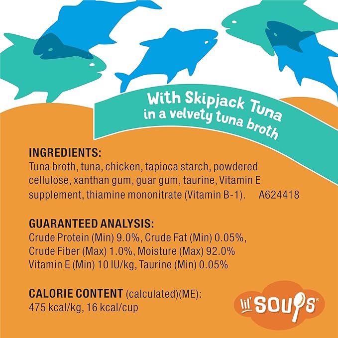 Friskies Purina Grain Free Senior Lickable Cat Food Toppers Lil’ Soups with Skipjack Tuna in a Velvety Tuna Broth - 1.2 oz. Cup,(Pack of 16)