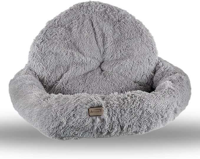 Armarkat Extra Large, Fluffy Gray Round Cat Bed - C71NHS