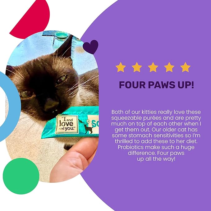 I AND LOVE AND YOU Treat Meow Lickable Cat Treats - Chicken Puree - Digestion Support, Squeeze Treat, 0.5oz, 4ct